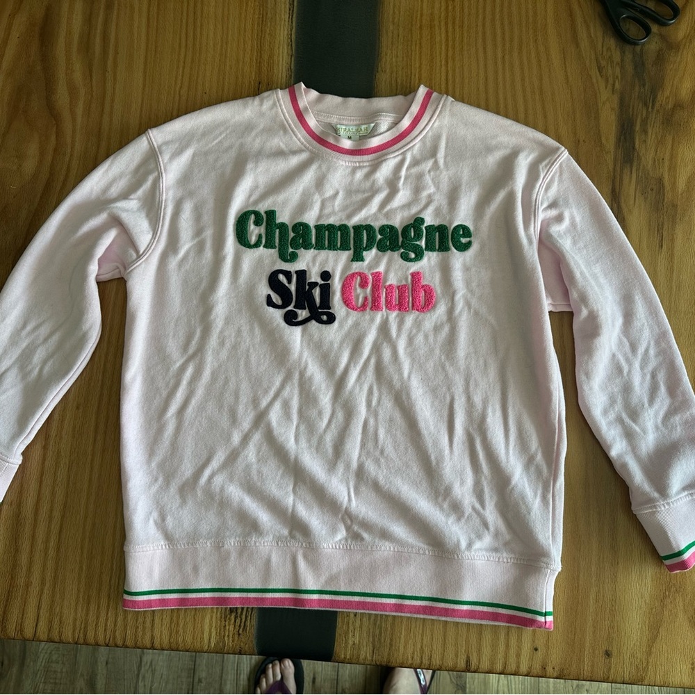 Shiraleah Pink 'Champagne Ski Club' Crewneck Sweatshirt